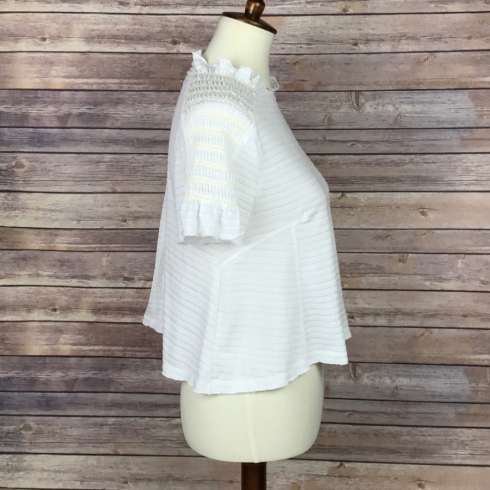 Free People sweetie crop top ruffle neck in ivory - Picture 4 of 7